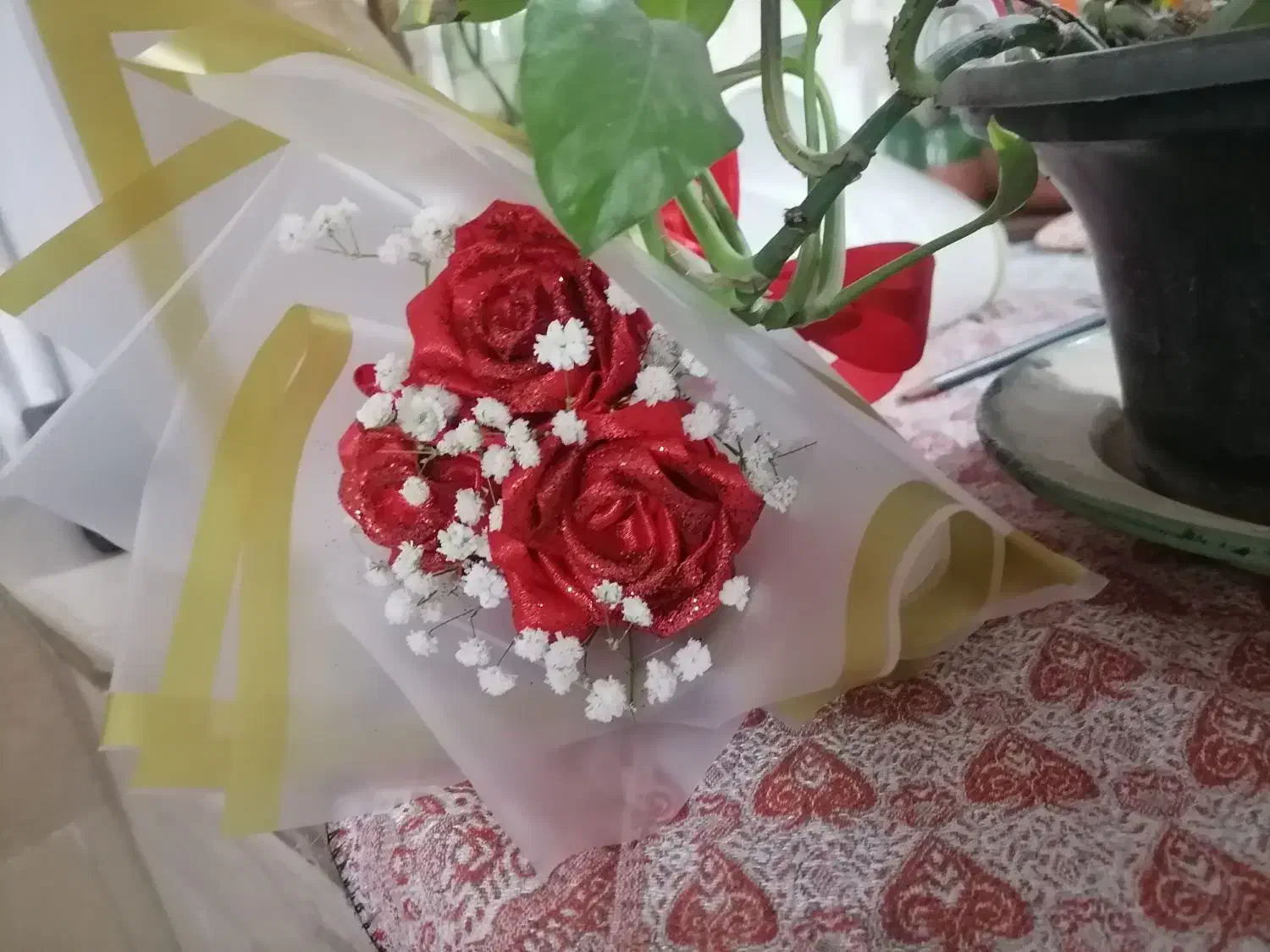 گل های روبانی|گل مصنوعی|بیرجند, |دیوار