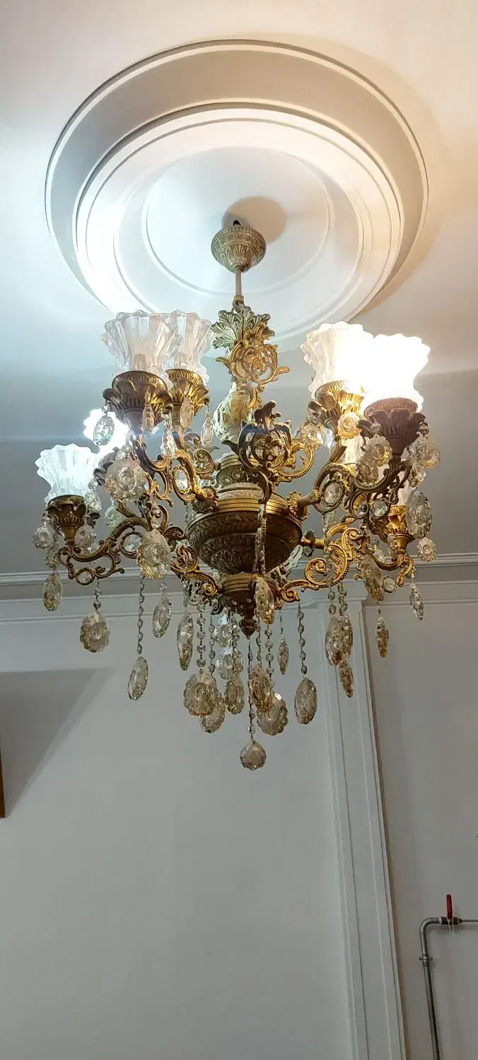 ۲ جفت لوستر برنزی|لوستر و چراغ آویز|تبریز, |دیوار