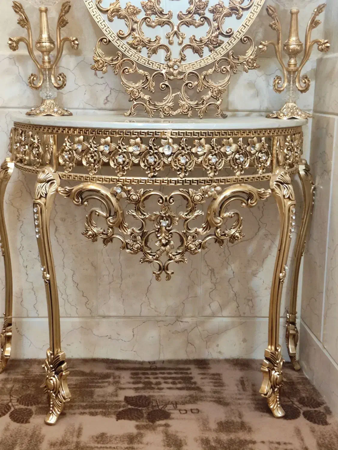 آینه شمعدان همراه با کنسول|بوفه، ویترین، کنسول|شهرضا, |دیوار