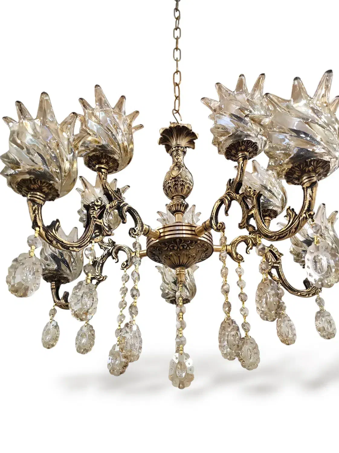 لوستر۵شاخه ۱۰ شعله تمام برنز|لوستر و چراغ آویز|تبریز, |دیوار