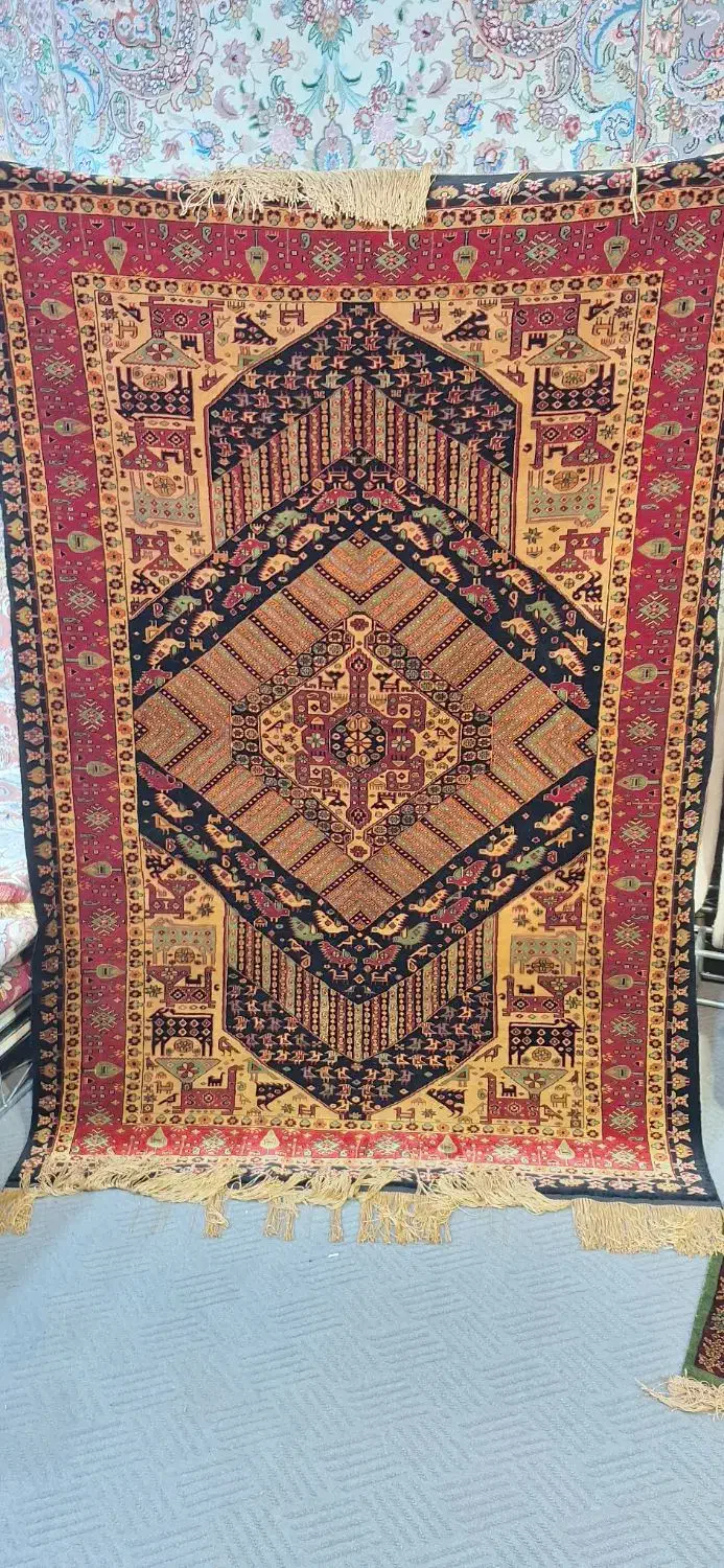 قالیچه دستباف تمام ابریشم دو رو و تم رو|فرش|مشهد, هنرستان|دیوار