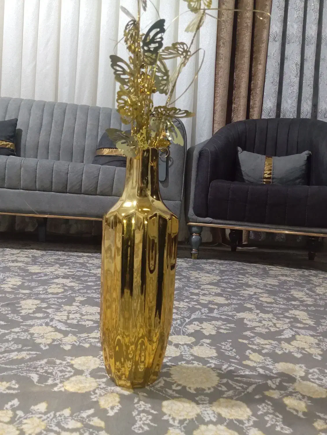 گل و گلدان طلایی|گل مصنوعی|بهارستان, |دیوار