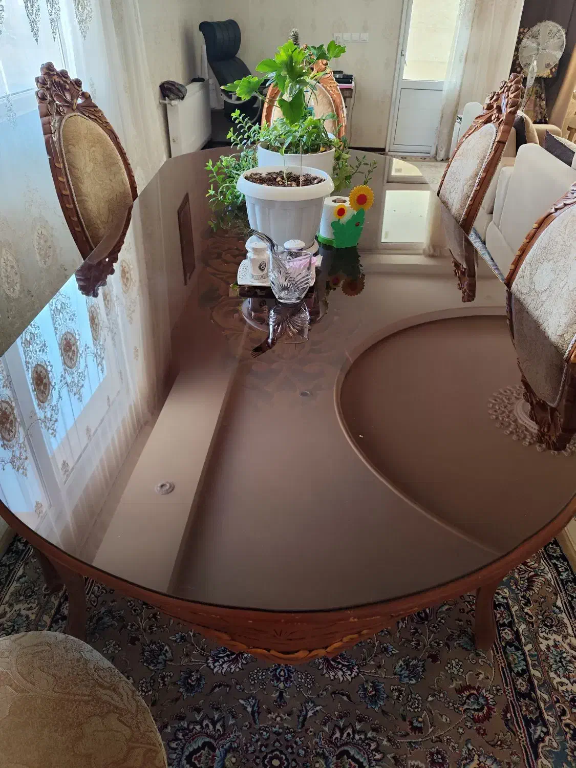 میز ناهارخوری چوب گردو +کاور صندلی+ بوفه|میز و صندلی غذاخوری|سبزوار, ولیعصر (نجار آباد)|دیوار