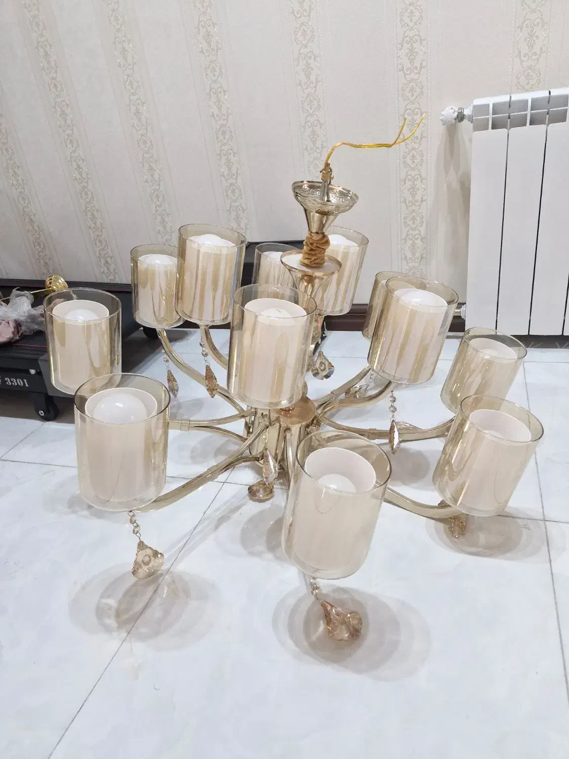 لوستر آویز ۱۲ شعله ای|لوستر و چراغ آویز|کرمان, |دیوار