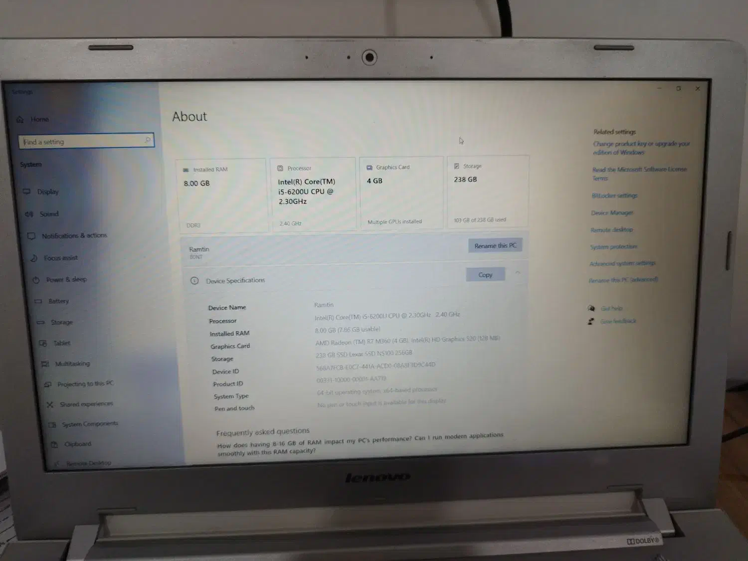 لب تاب Lenovo 500-15ISK|رایانه همراه|کرمانشاه, |دیوار