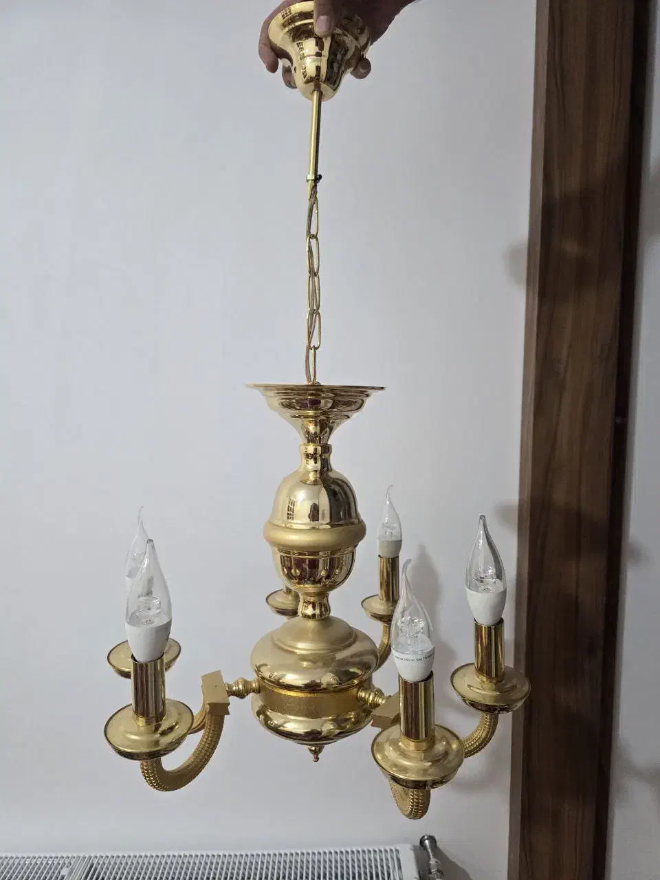 لوستر ۶ شاخه برنجی|لوستر و چراغ آویز|سمنان, |دیوار