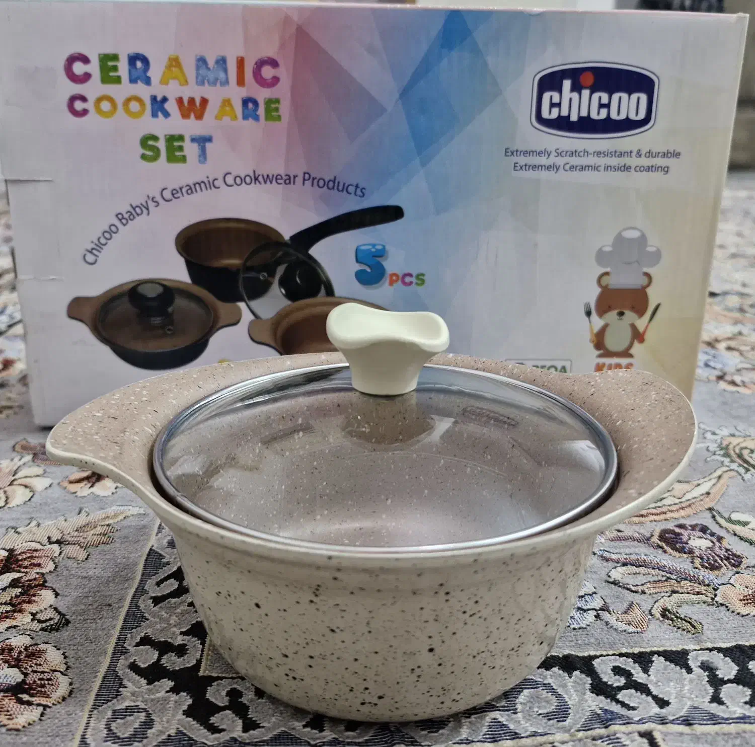 سرویس قابلمه ۵ تیکه چدن گرانیتی نوزادی برند چیکو|اسباب و اثاث بچه|یزد, |دیوار