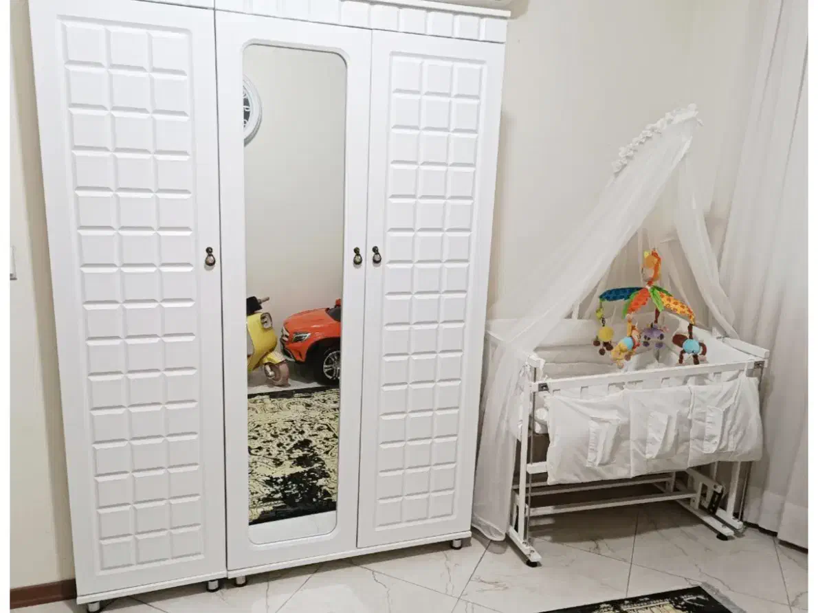 ست کمد و تخت نوزاد|تخت و سرویس خواب|مشهد, جنت|دیوار