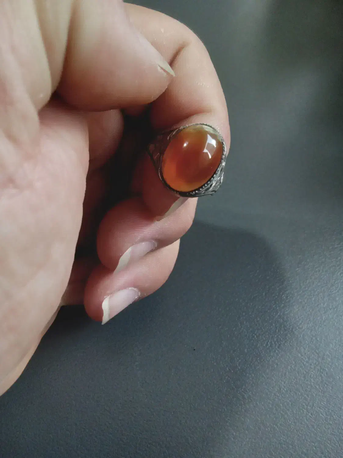 انگشتر نقره  سنگ عقیق پرتقالی|جواهرات|نسیم‌شهر, |دیوار