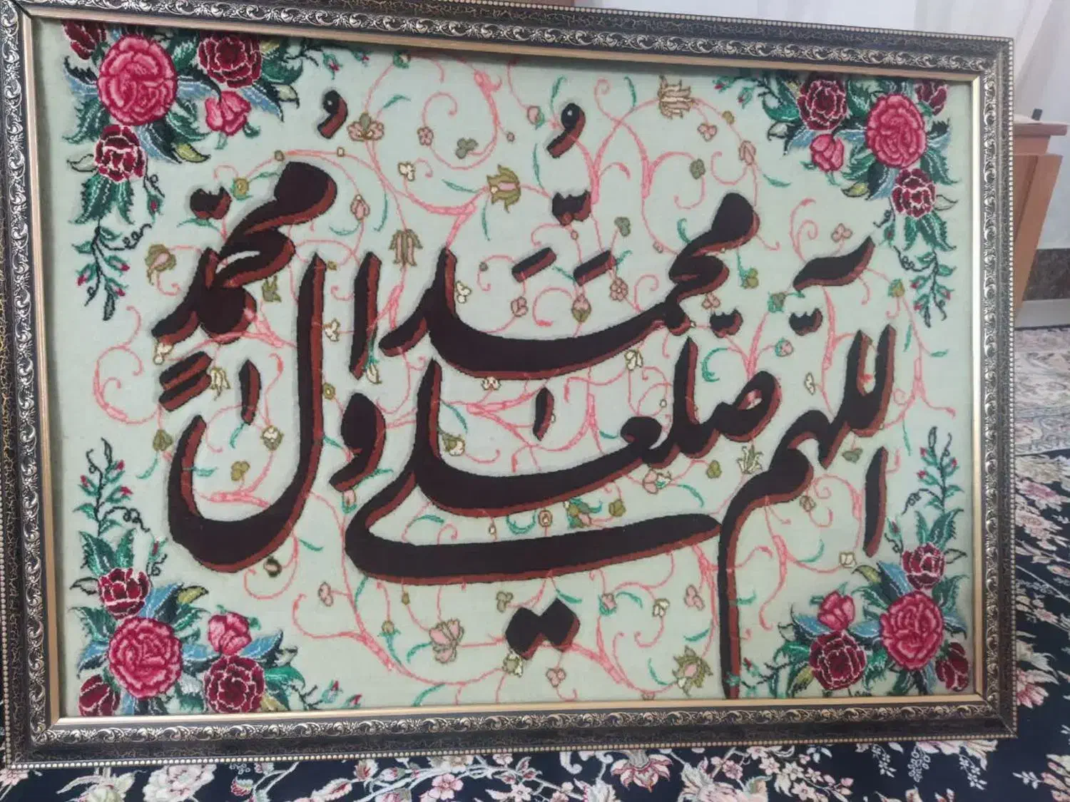 تابلو فرش دستباف بسیار خوش بافت کرک و ابریشم|تابلو فرش|قم, پردیسان|دیوار