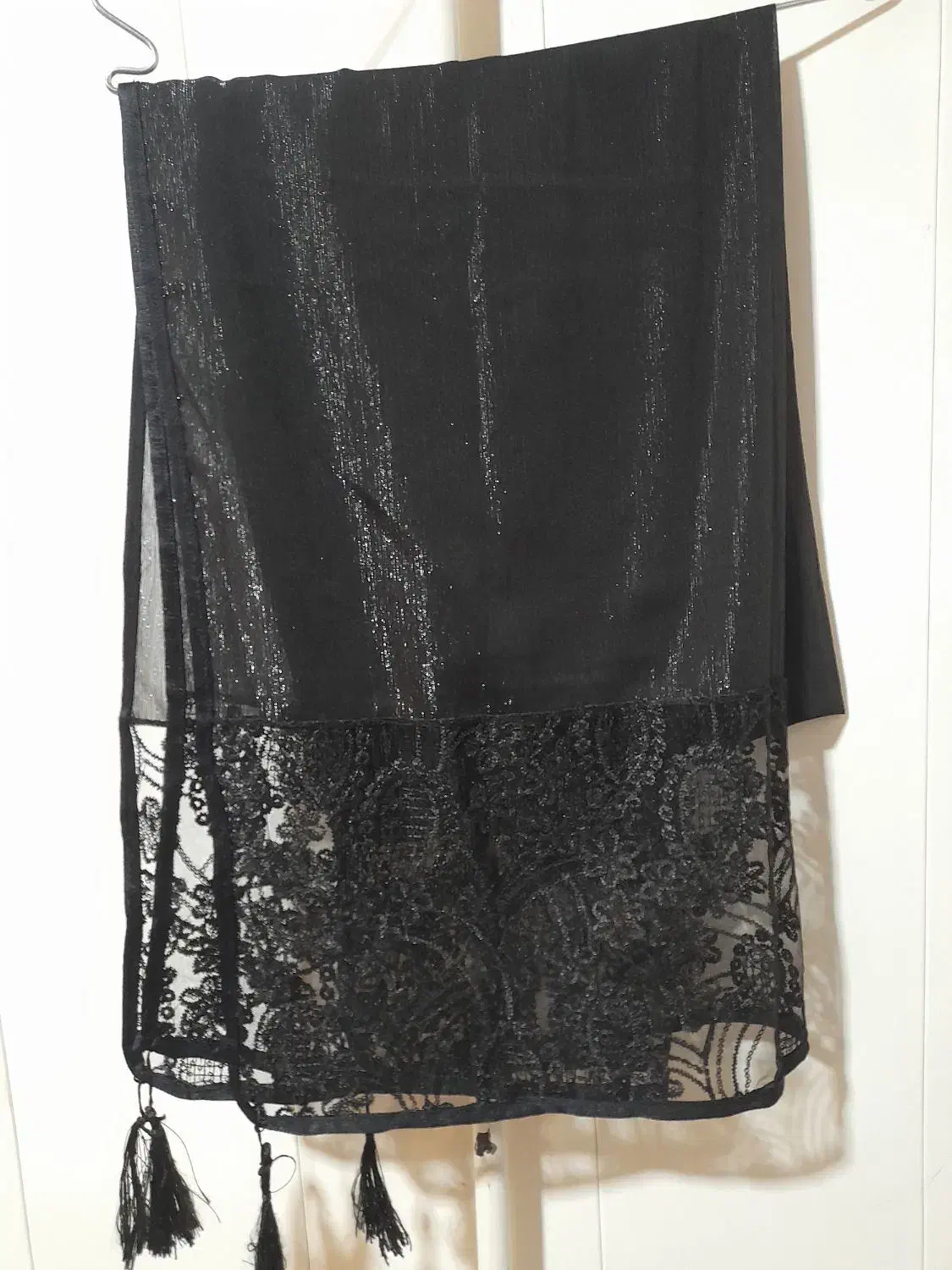 شال مشکی مجلسی وروسری کوتاه توری|لباس|تبریز, |دیوار