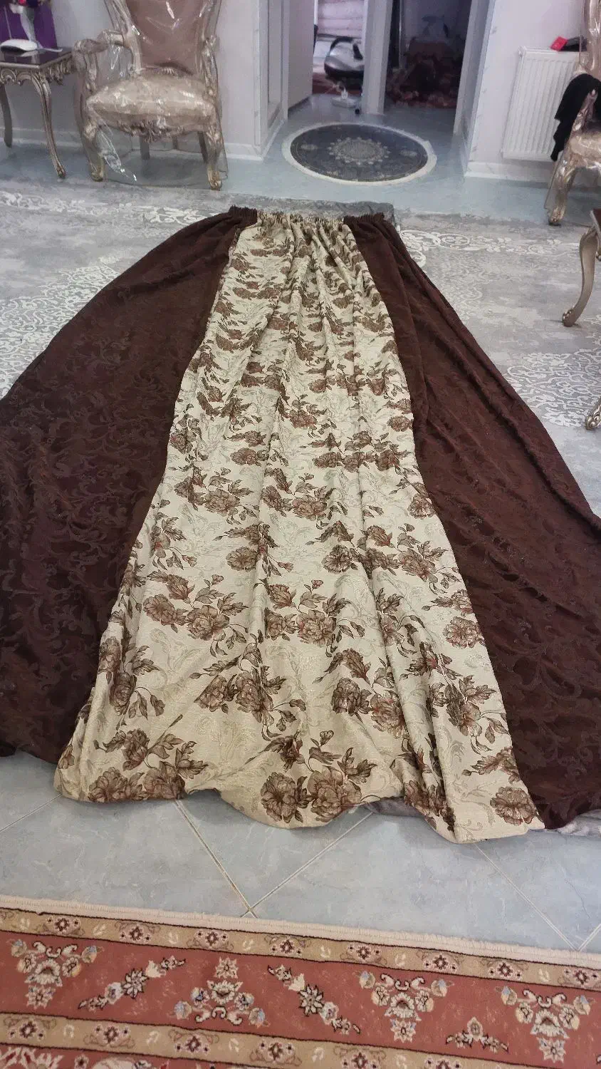 پرده ۹ متری با دوخت ۳ متربا ۲ عدد والان|پرده، رانر، رومیزی|تهران, بلورسازی|دیوار