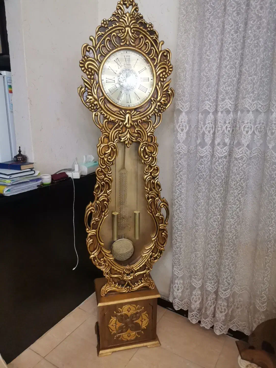 ساعت پاندول چوبی طلایی ایستاده|ساعت دیواری و تزئینی|نسیمشهر, |دیوار