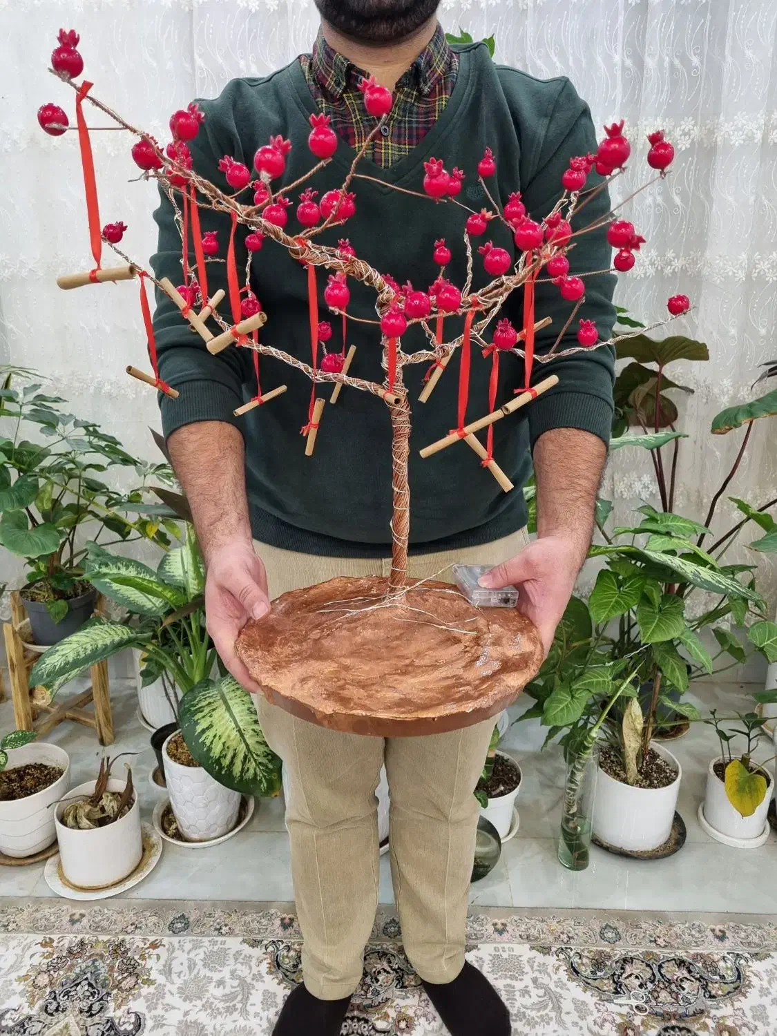 درخت آرزوهایی یلدایی دست ساز|صنایع دستی و سایر لوازم تزئینی|قم, باجک دو|دیوار