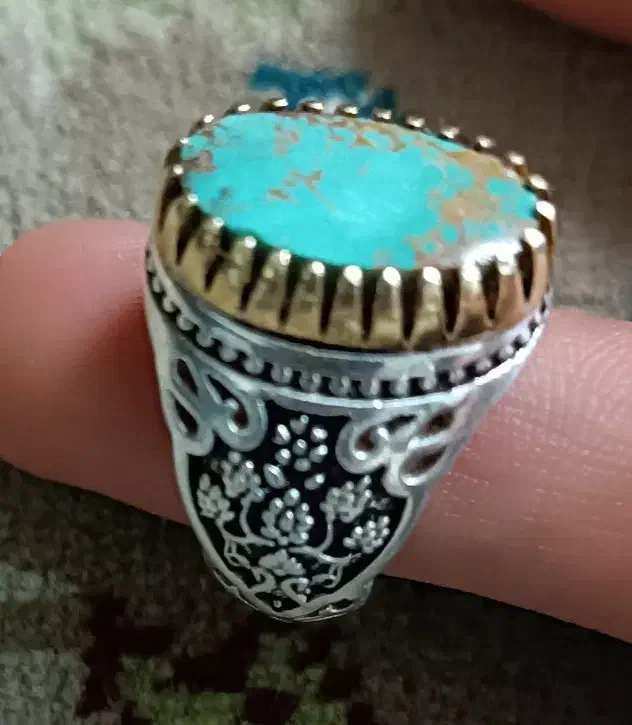 انگشتر نقره با نگین فیروزه نیشابوری|جواهرات|مشهد, چهارچشمه|دیوار