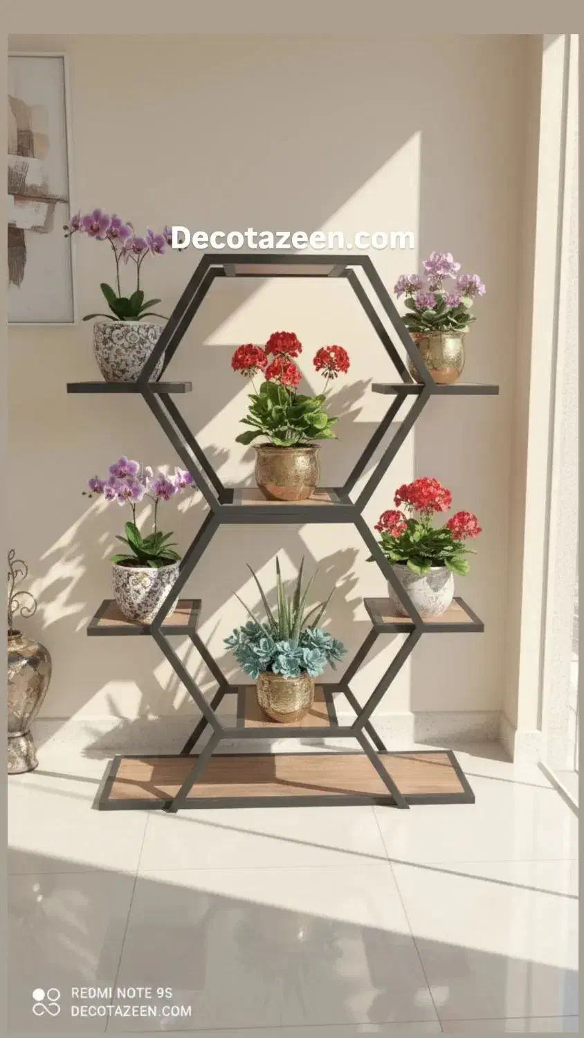 پایه گلدان استند گلدان فلزی مدل کندو پلاسpvc ضدآب|گل و گیاه طبیعی|تهران, افسریه جنوبی|دیوار