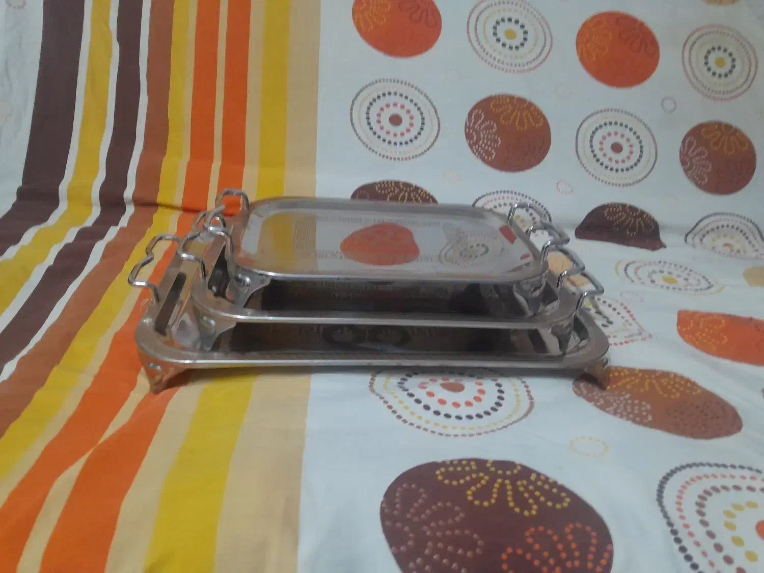 سینی پذیرایی استیل سرویس سه تایی تولیدی یادگار|ظروف سرو و پذیرایی|تهران, وحیدیه|دیوار