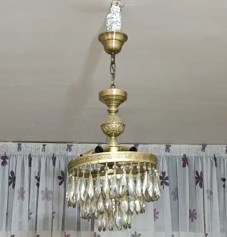 لوستر برنزی 6چراغه|لوستر و چراغ آویز|شیروان (لرستان), |دیوار