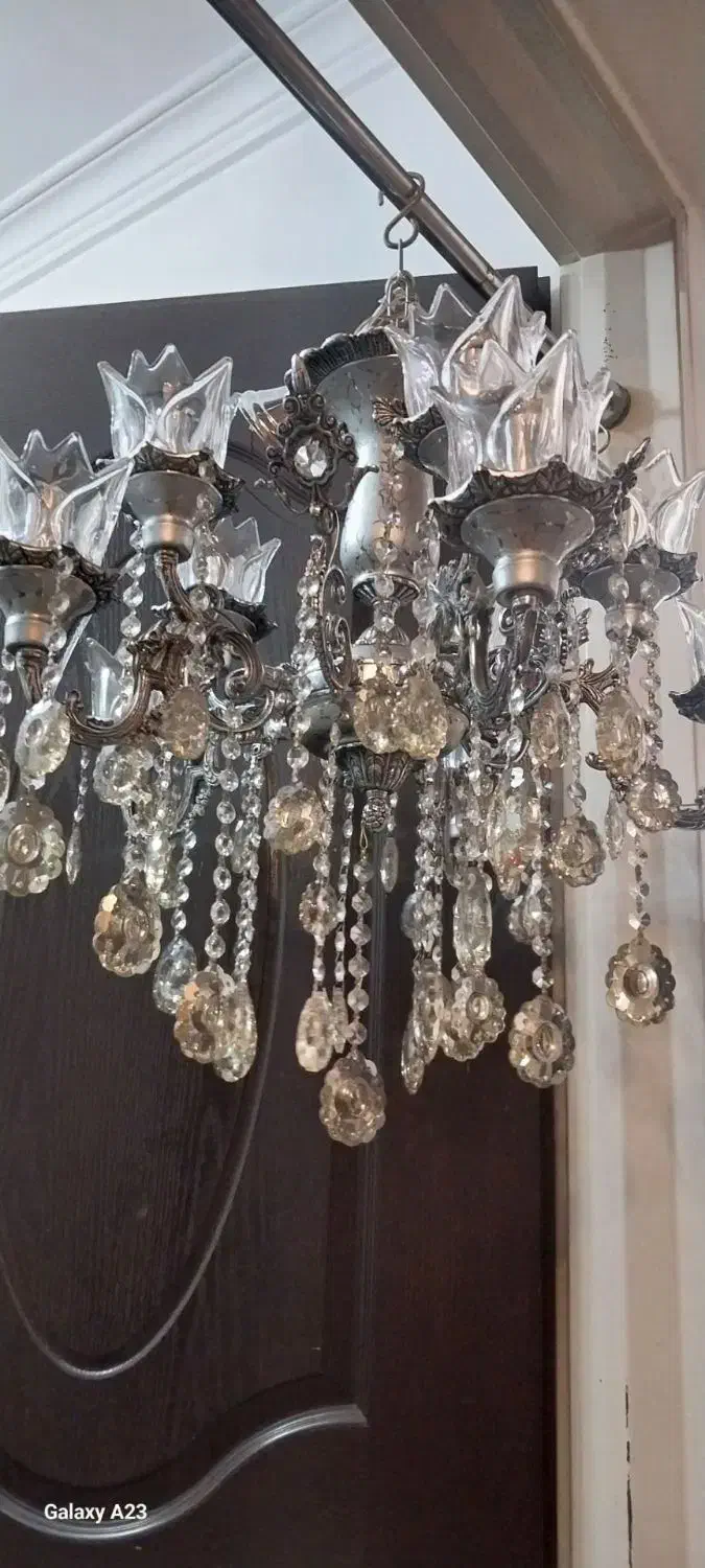 تک لوستر تمام برنزی سیلور ده شعله با طراحی عالی|لوستر و چراغ آویز|همدان, |دیوار