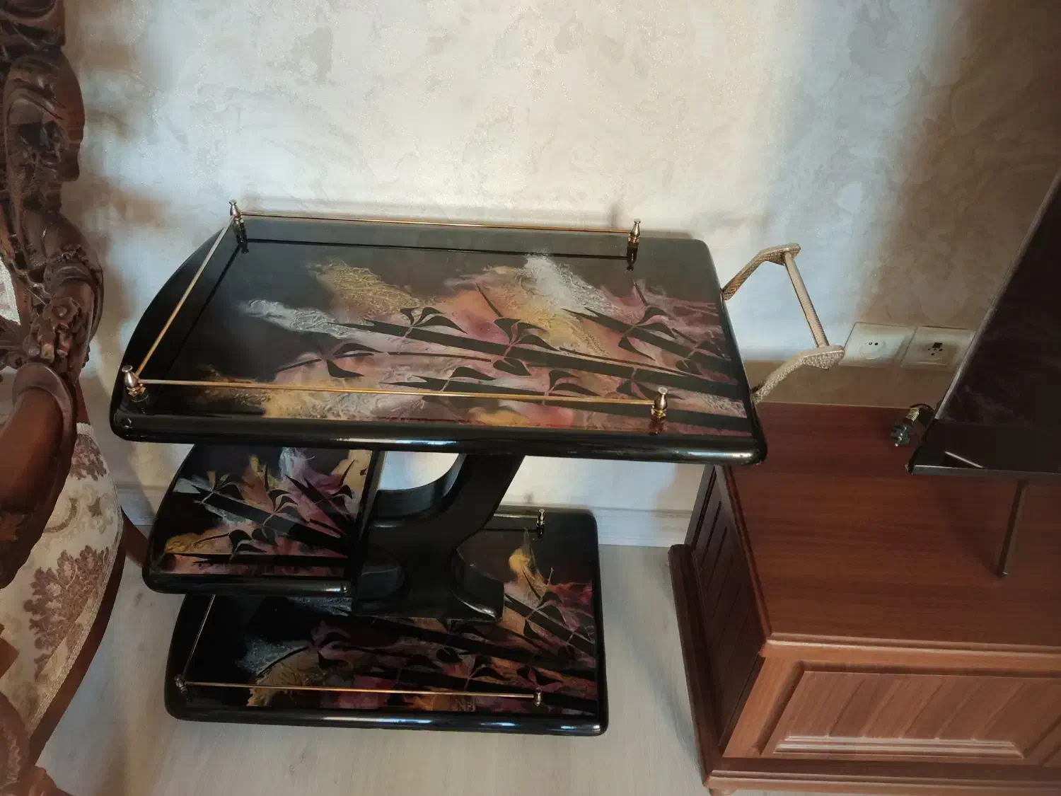 میز بار چرخدار میز ساده شیشه‌ای|میز و صندلی غذاخوری|تبریز, |دیوار