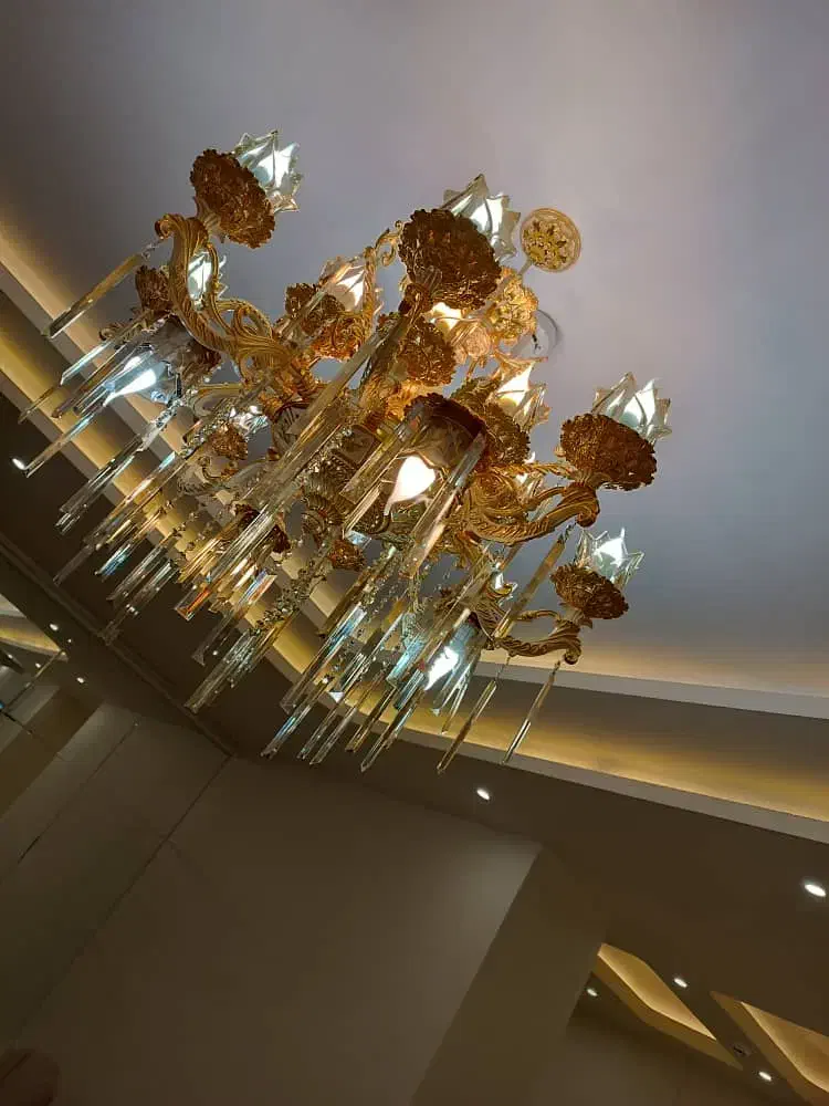 لوستر طلا سفید|لوستر و چراغ آویز|ارومیه, |دیوار