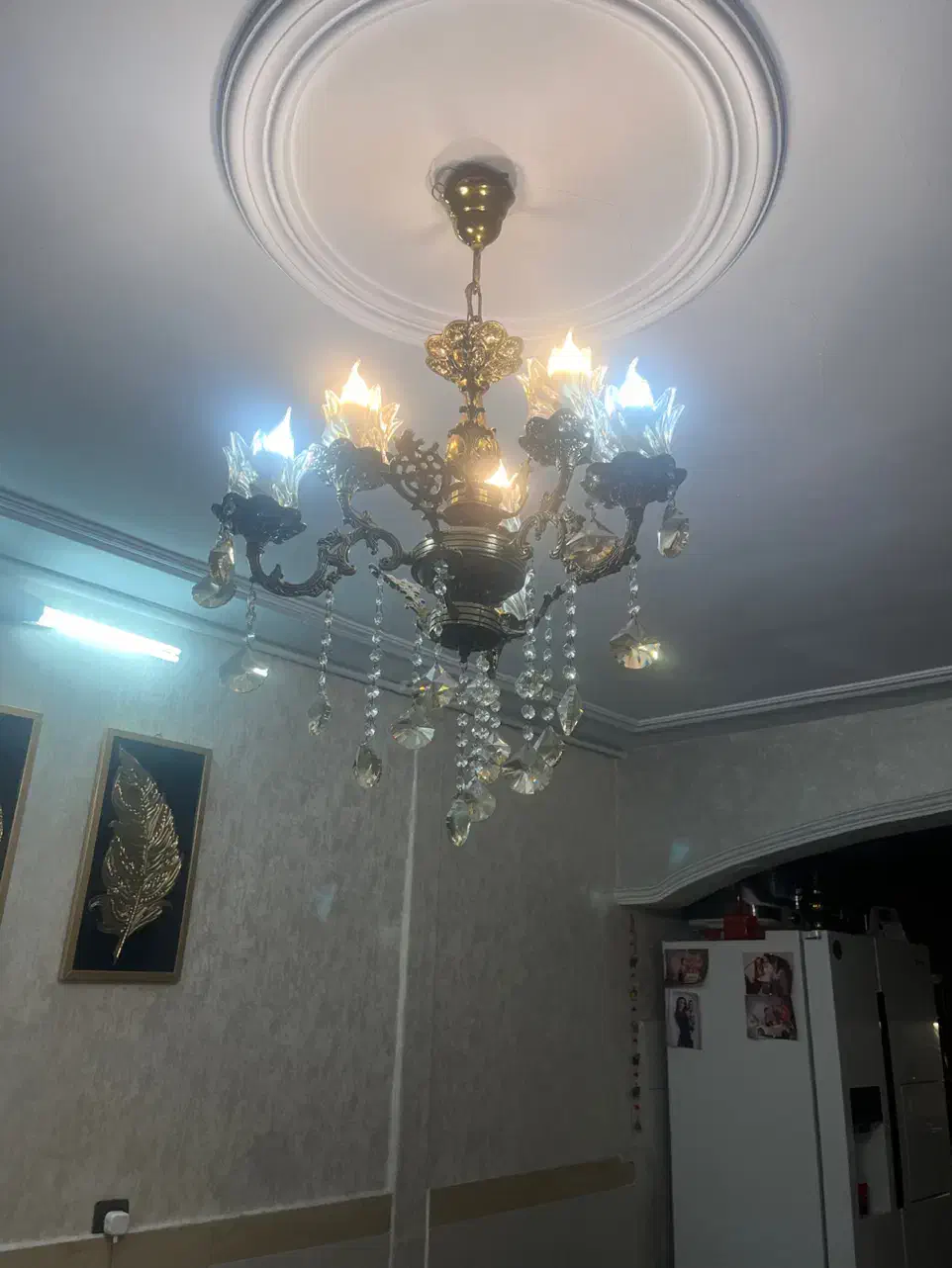 لوستر برنز سه شاخه و ۶شعله|لوستر و چراغ آویز|ملارد, |دیوار