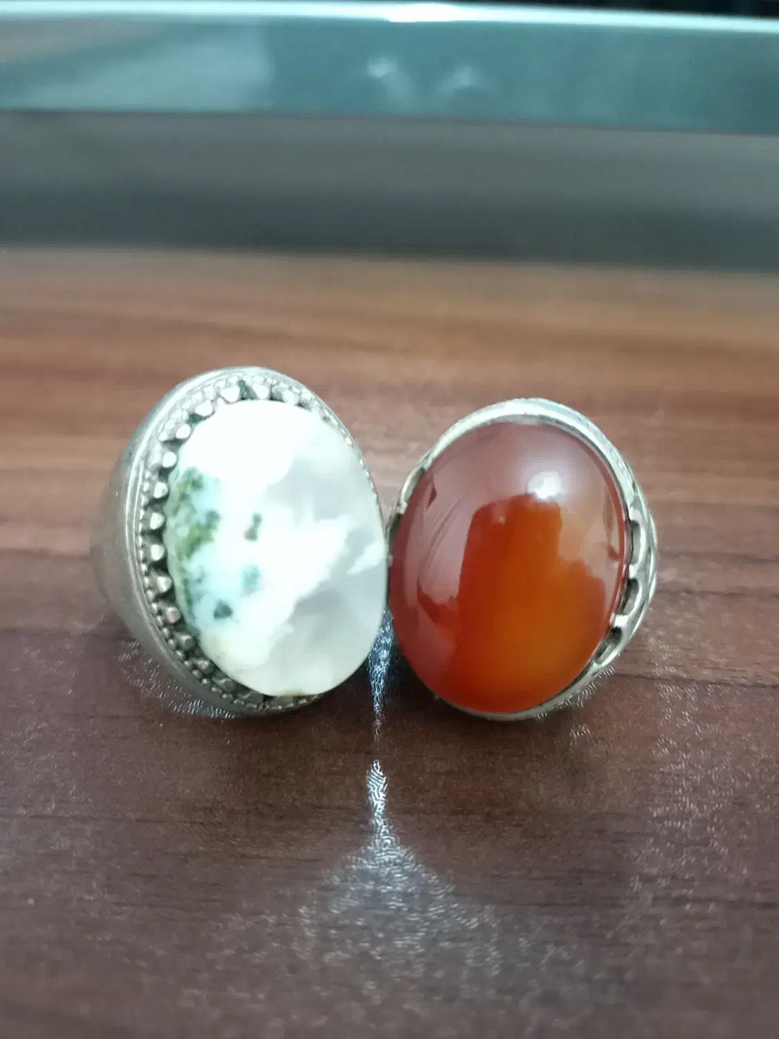 انگشتر عقیق یمانی و انگشتر شجر دریایی برفی کهنه|جواهرات|پاکدشت, پاکدشت (مامازند)|دیوار