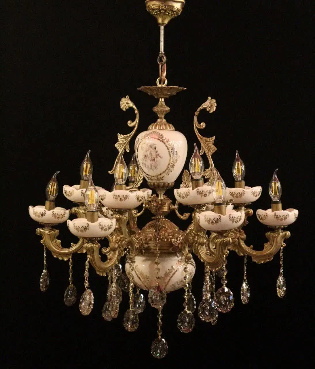 لوستر برنز مدل شاخک و سرامیک|لوستر و چراغ آویز|قم, نیروگاه|دیوار