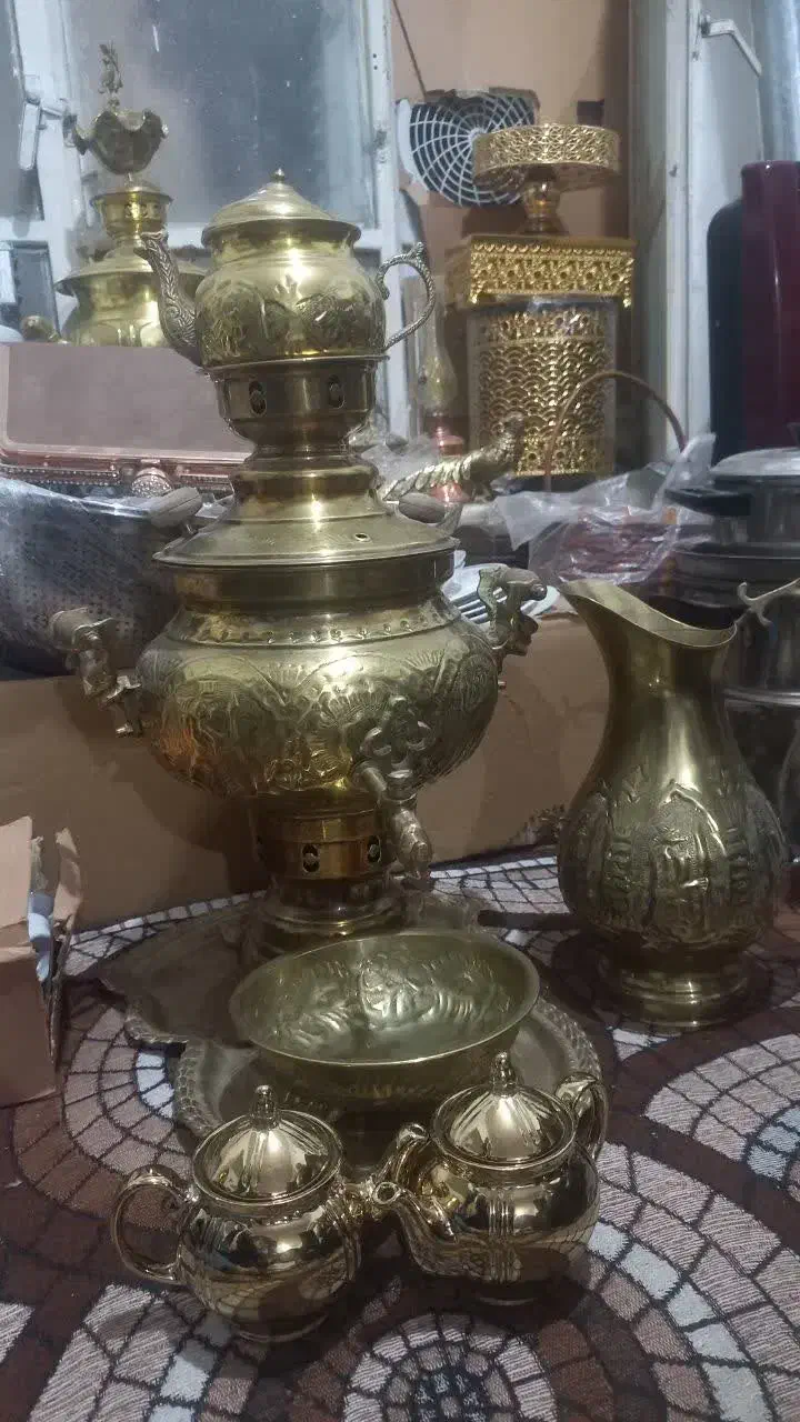 سماور زغالی با سرویس|سماور، چای‌ساز، قهوه‌ساز|تهران, خزانه|دیوار