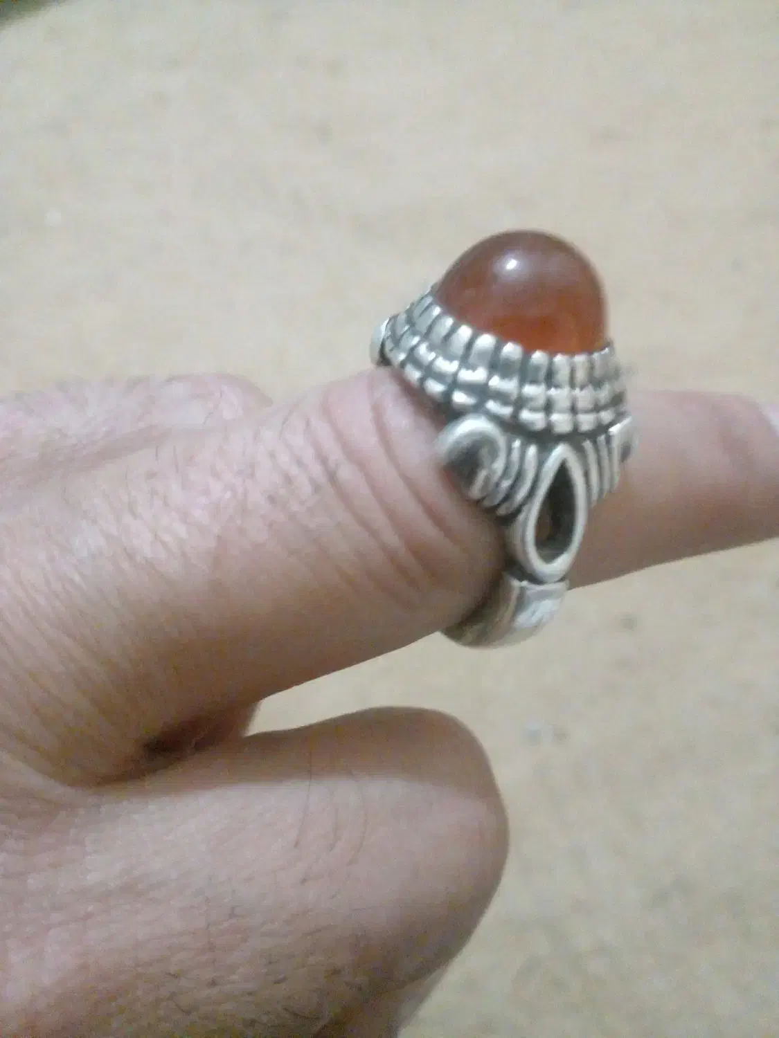 انگشتر کنده کاری عقیق یمن کهنه|جواهرات|کرمانشاه, |دیوار