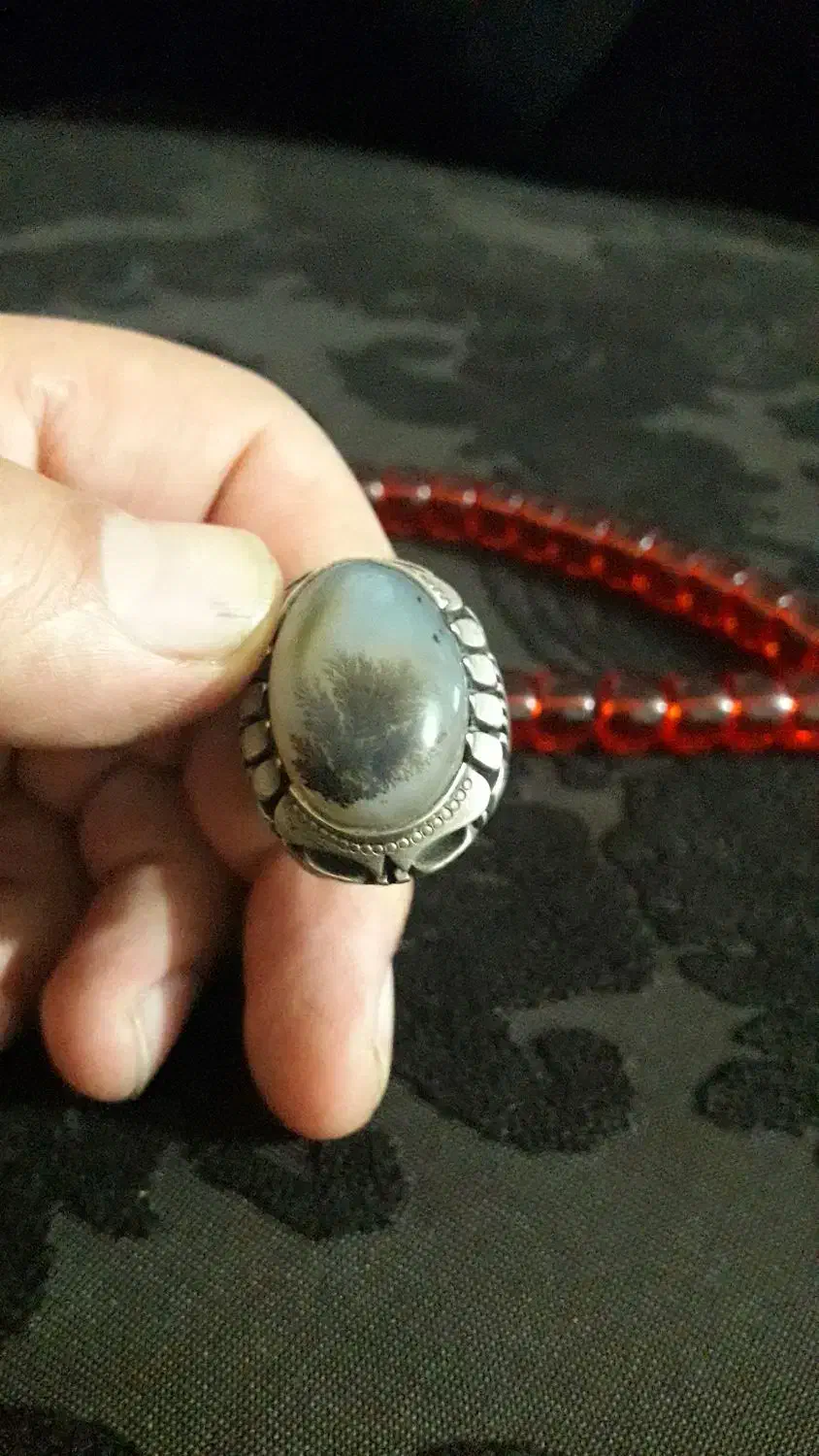 فروش انگشتر شجر با رکاب نقره اصل|جواهرات|بیجار, |دیوار