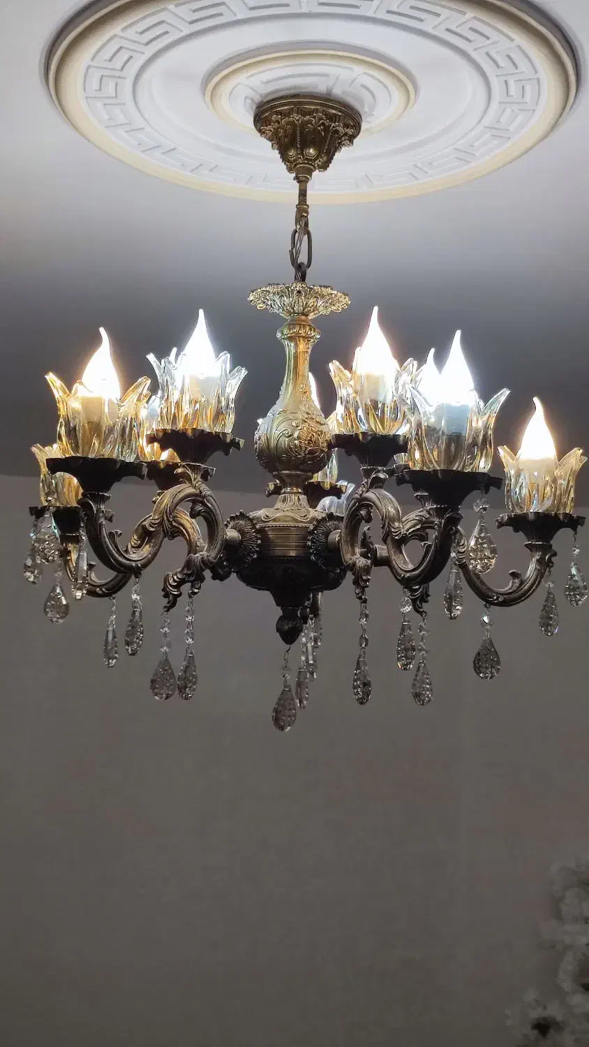 لوستر آنتیک رنگ برنزی|لوستر و چراغ آویز|ملایر, |دیوار