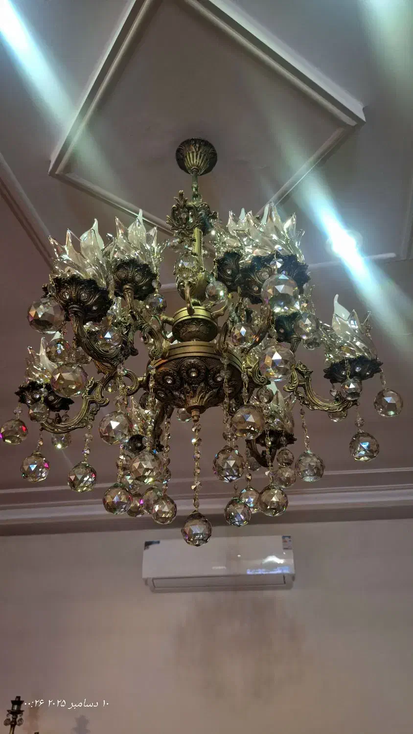 لوستر برنجی ۶شاخه ۱۲شعله|لوستر و چراغ آویز|پاکدشت, پاکدشت (مامازند)|دیوار