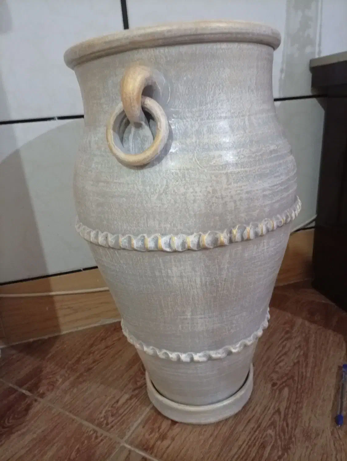 گلدان سفالی پتینه کار دست|گل مصنوعی|گرگان, |دیوار