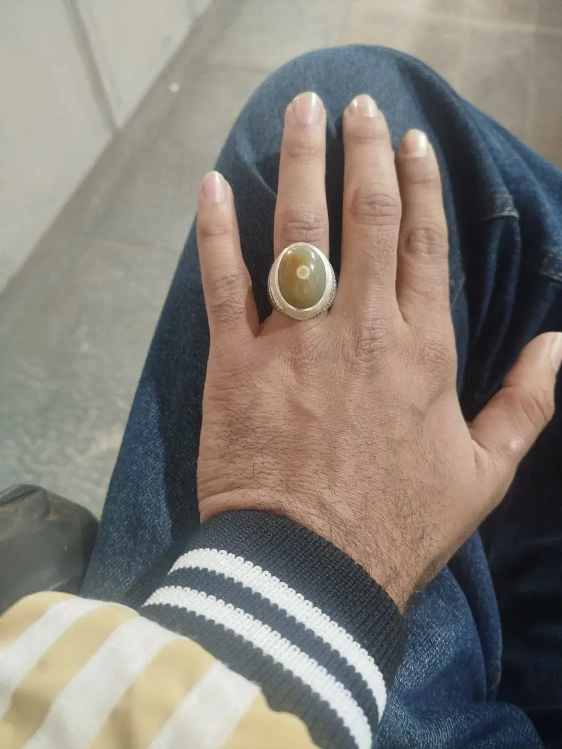 انگشتر نقره جزع باباغوری تک چشم قواره دار|جواهرات|اصفهان, قائمیه|دیوار