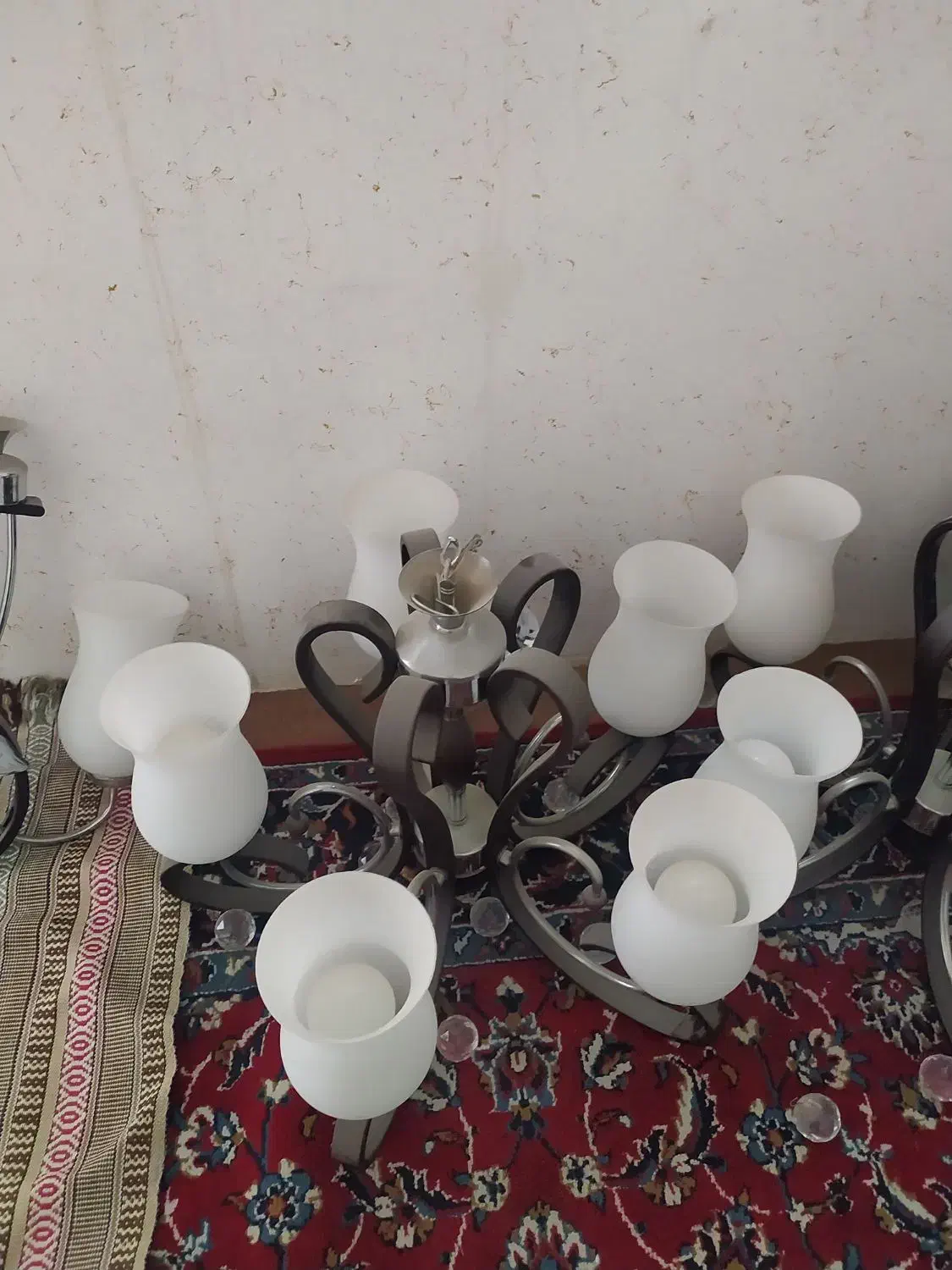 دوتا لوستر ۵ شعله و یک لوستر ۲شعله ست|لوستر و چراغ آویز|شیراز, اصلاحنژاد|دیوار