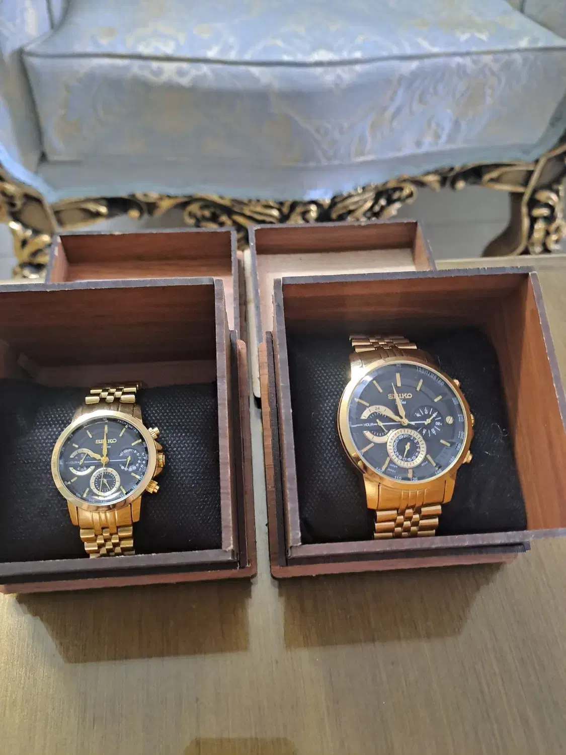 ساعت ست عروس و داماد طلایی استیل مدل ۱۴۰۴ سیکو|ساعت|تهران, تولید دارو|دیوار