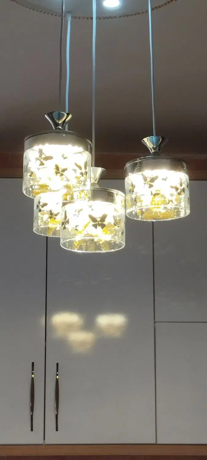 لوستر زیبا و کریستالی سه کنتاکی سه رنگ|لوستر و چراغ آویز|پیشوا, |دیوار