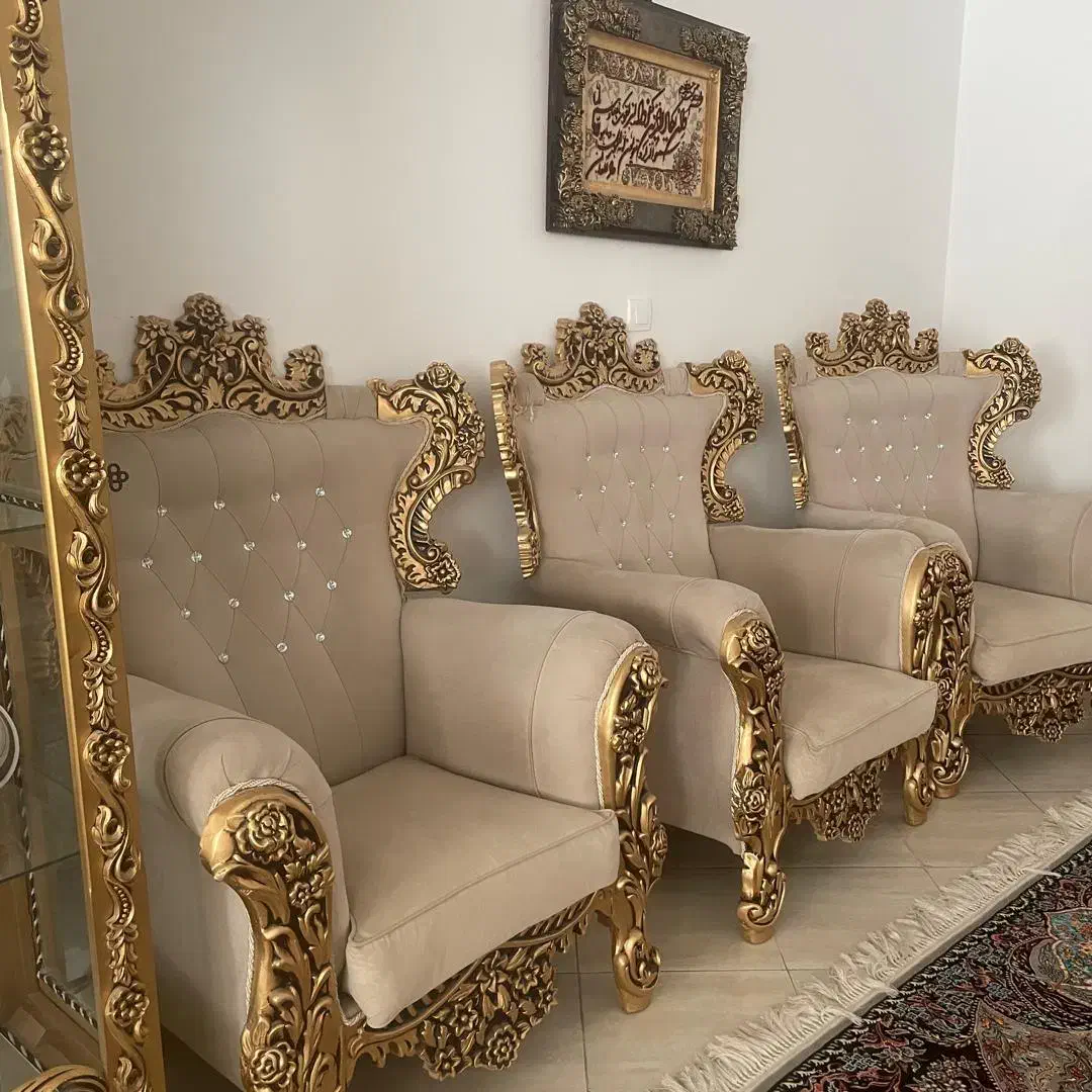 مبل سلطنتی ۷ نفره و نهار خوری۶ نفره و بوفه و ساعت|مبلمان خانگی و میز عسلی|سنندج, |دیوار