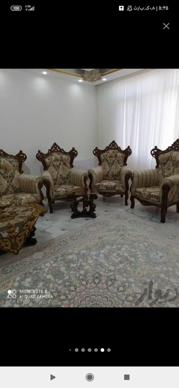 مبلمان سلطنتی با چوب راش ۹نفره|مبلمان خانگی و میز عسلی|کرمانشاه, |دیوار