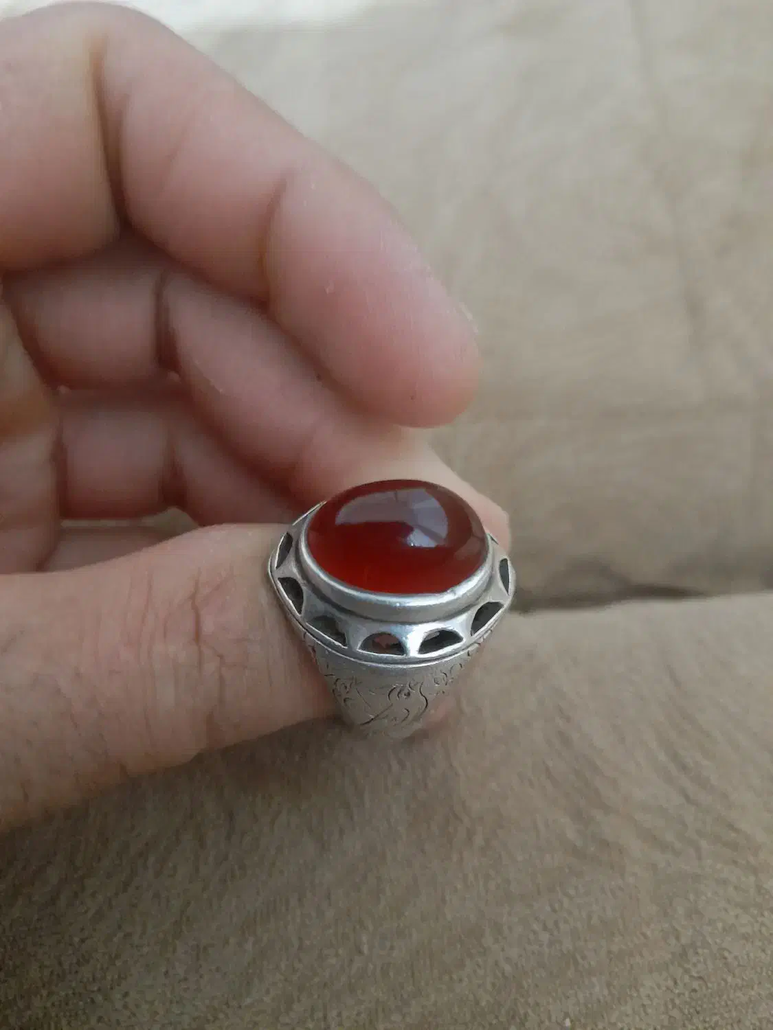 انگشتر نقره عقیق یمن  وقلم|جواهرات|خرم‌آباد, |دیوار