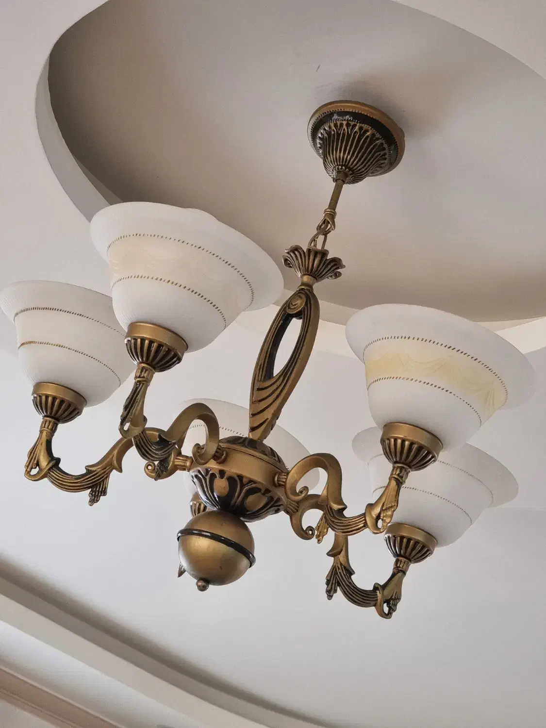 لوستر برنجی دو عدد|لوستر و چراغ آویز|بابل, |دیوار