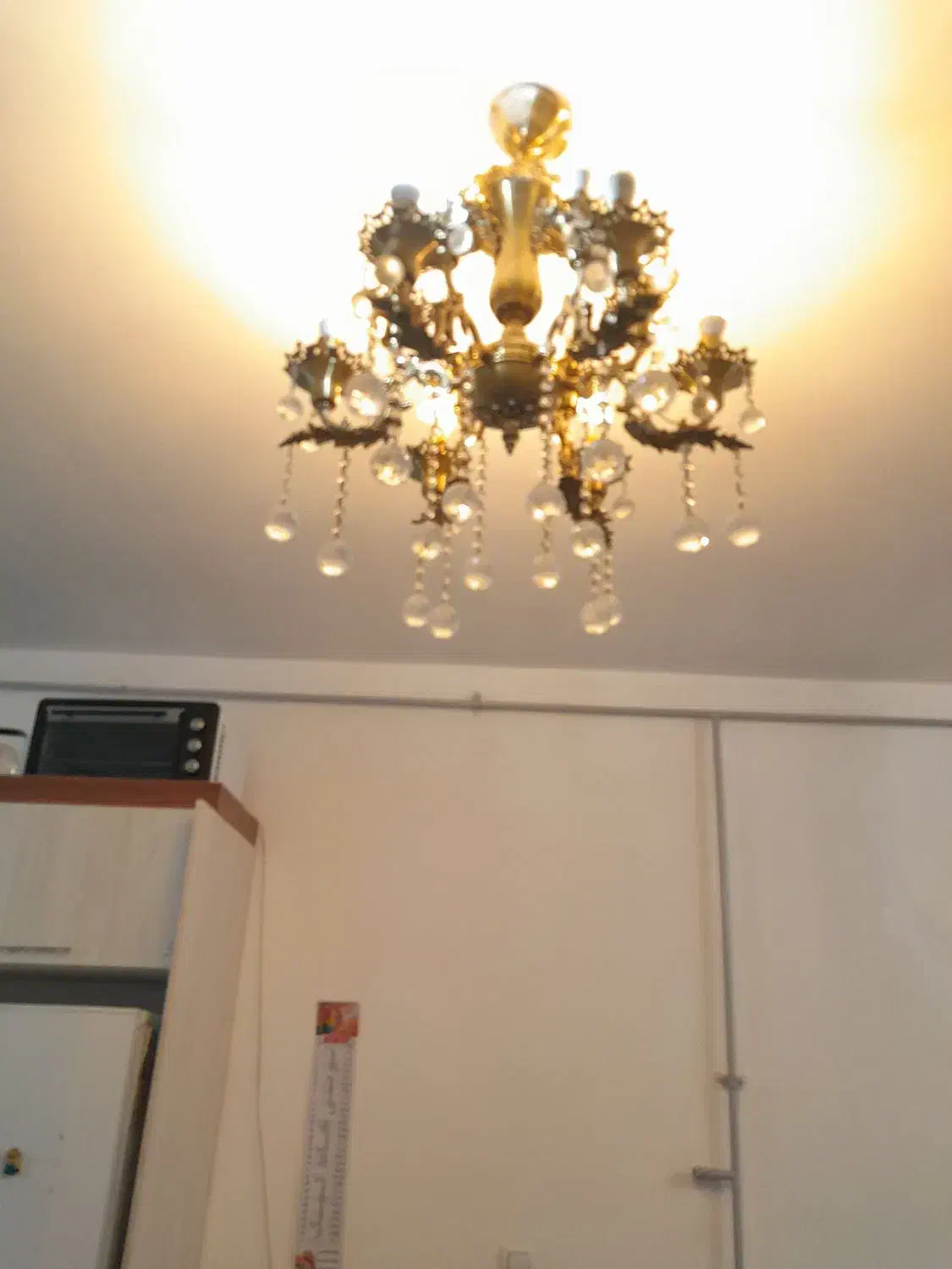 دوعددلوستربرنجی قدیمی سنگین|لوستر و چراغ آویز|تاکستان, |دیوار