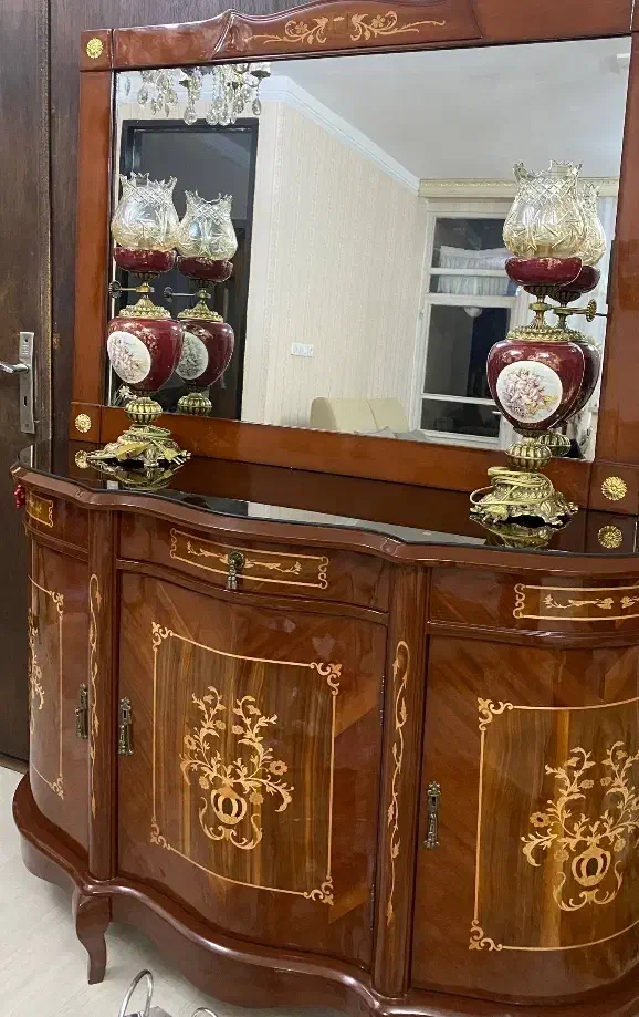 آینه کنسول معرق چوبی ۳ درب|بوفه، ویترین، کنسول|تبریز, |دیوار