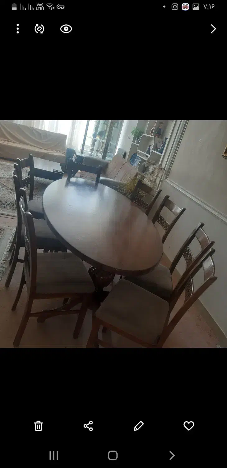 میز ناهار خوری ۸نفره خونگی|میز و صندلی غذاخوری|اصفهان, رکن الدوله غربی|دیوار