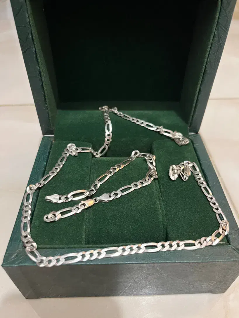 گردنبند و دستبند نقره فیگارو ایتالیایی|جواهرات|بندر انزلی, ساحل قو|دیوار