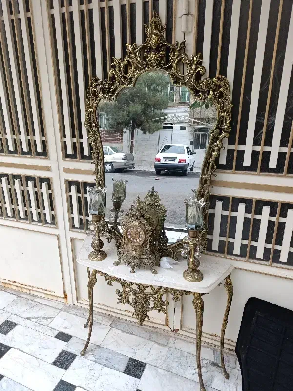 آیینه شمعدان برنز|بوفه، ویترین، کنسول|قم, نیروگاه|دیوار