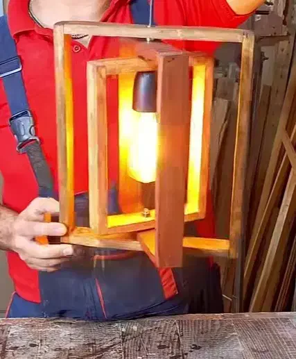 لوستر چوبی خیلی شیک و ارزون|لوستر و چراغ آویز|سمنان, |دیوار