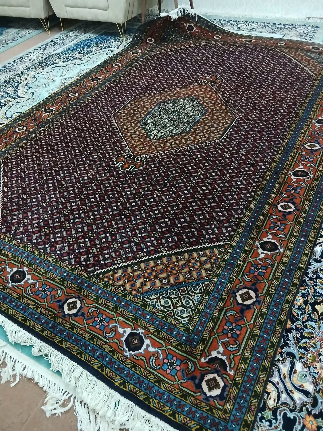 ۲تخته ۶متری ریزماهی دستبافت|فرش|اردبیل, |دیوار