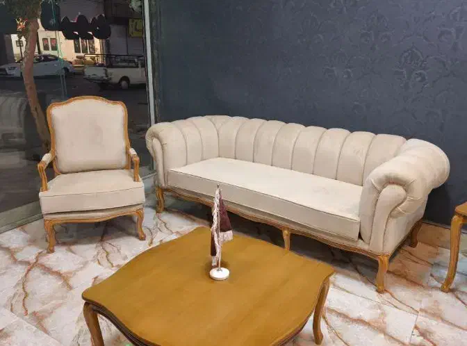 مبلمان هشت نفره مدل فرانسوی چوب راش اماده تحویل|مبلمان خانگی و میز عسلی|فومن, |دیوار